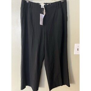 Talbots Vintage Classic Fit Wide Leg Black Crop Dress Pants Size 12W NWT
